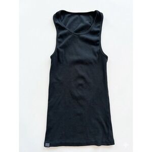 Ekkovision Tank Top Men Black Sz L Solid Ribbed Comfort Core Beater Gym Everyday